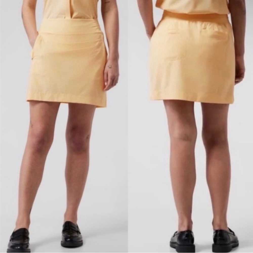 Athleta Brooklyn 16"‎ Skort Skirt Size 4 Butter Yellow Pockets